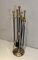 Brass and Black Lacquered Fireplace Tools on Stand, France, 1970s, Image 1