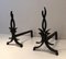 Wrought Iron Andirons by Raymond Subes, France, 1940s, Set of 2 3
