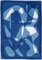 Mid-Century Geometric Blue Tones Cyanotype Print, Cutout Shapes On Paper, 2021, Image 1