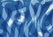 Très Grande Affiche Artisanale Cyanotype de Calligraphie Abstraite Bleue, Zen Monotype 2021 8