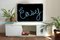 Easy, Black Background Calligraphy Painting On Paper, Word Art, Sky Blue, Grey, 2021 3