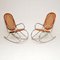 Retro Chrome & Bamboo Rocking Chairs, 1970s, Set of 2, Image 2