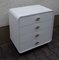 Small White Formica Chest of 4 Drawers with Silver Shell Handles & Black Base, 1970s 5