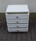 Small White Formica Chest of 4 Drawers with Silver Shell Handles & Black Base, 1970s 2