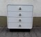 Small White Formica Chest of 4 Drawers with Silver Shell Handles & Black Base, 1970s 3