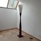 Mid-Century French Glass and Ribbed Wood Floor Lamp, Image 7