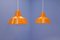 Dänische Orangefarbene Deckenlampen von Louis Poulsen, 1970er, 2er Set 1