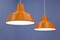 Dänische Orangefarbene Deckenlampen von Louis Poulsen, 1970er, 2er Set 4