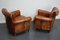 Vintage Dutch Cognac Colored Leather Club Chairs, Set of 2 8