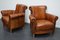 Club chair vintage in pelle color cognac, Olanda, set di 2, Immagine 9