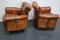 Club chair vintage in pelle color cognac, Olanda, set di 2, Immagine 6