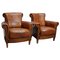 Vintage Dutch Cognac Colored Leather Club Chairs, Set of 2, Image 1
