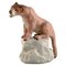 Hand-Painted Porcelain Amphora Figurine of Lioness on Rock, Czechoslovakia, Image 1