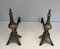 Bronze and Wrought Iron Eiffel Tower Andirons, France, 1900s, Set of 2 3