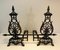 Wrought Iron and Gilt Iron Andirons with Twisted Bar, France, 1940s, Set of 2 3