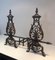 Wrought Iron and Gilt Iron Andirons with Twisted Bar, France, 1940s, Set of 2 2