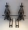 Wrought Iron and Gilt Iron Andirons with Twisted Bar, France, 1940s, Set of 2 5
