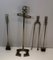 Brass Fire Place Tools on Stand, Italy, 1970s, Set of 3 1