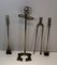 Brass Fire Place Tools on Stand, Italy, 1970s, Set of 3, Image 1