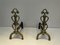 Brass and Wrough Iron Andirons, France, 1940s, Set of 2 1