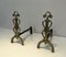 Brass and Wrough Iron Andirons, France, 1940s, Set of 2 2