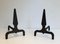 Pyramid Steel and Wrought Iron Andirons, France, 1940s, Set of 2 2