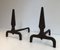 Pyramid Steel and Wrought Iron Andirons, France, 1940s, Set of 2 3