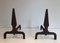 Pyramid Steel and Wrought Iron Andirons, France, 1940s, Set of 2 1