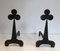 Steel and Wrought Iron Clovers Andirons, France, 1950s, Set of 2 2