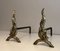 Bronze and Wrought Iron Flame Andirons, France, 1970s, Set of 2, Image 1