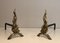 Bronze and Wrought Iron Flame Andirons, France, 1970s, Set of 2 3