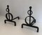 Wrought Iron Andirons, France, 1970s, Set of 2 3