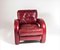 Fauteuil Art Déco en Cuir Rouge 4