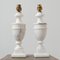Vintage English White Marble Table Lamps, Set of 2 3
