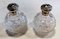 Victorian Lead Crystal and Silver Bathroom Flasks by Phineas Harry Levi & Joseph Wolfe Salaman, England, 1907, Set of 2 3