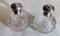 Victorian Lead Crystal and Silver Bathroom Flasks by Phineas Harry Levi & Joseph Wolfe Salaman, England, 1907, Set of 2 2
