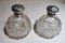 Victorian Lead Crystal and Silver Bathroom Flasks by Phineas Harry Levi & Joseph Wolfe Salaman, England, 1907, Set of 2 1