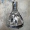 Lámpara de techo industrial vintage grande de aluminio y vidrio, años 80, Imagen 5