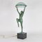 Art Deco Tänzerin Tischlampe mit Tasse von Max le Verrier, 1930er 1