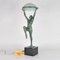 Art Deco Tänzerin Tischlampe mit Tasse von Max le Verrier, 1930er 18
