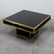 Hollywood Regency Style Brass & Black Lacquered Glass Side Table, 1970s 1