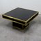 Hollywood Regency Style Brass & Black Lacquered Glass Side Table, 1970s, Image 1