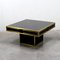 Table d'Appoint Style Hollywood Regency en Laiton et Verre Laqué Noir, 1970s 4