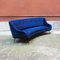 Italian Blue Velvet Comma-Shaped Sofa on Metal Legs, 1950s 1