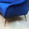 Italian Blue Velvet Comma-Shaped Sofa on Metal Legs, 1950s 8