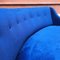 Italian Blue Velvet Comma-Shaped Sofa on Metal Legs, 1950s 11