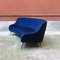 Italian Blue Velvet Comma-Shaped Sofa on Metal Legs, 1950s 3