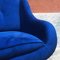 Italian Blue Velvet Comma-Shaped Sofa on Metal Legs, 1950s 9