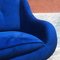 Italian Blue Velvet Comma-Shaped Sofa on Metal Legs, 1950s, Image 9