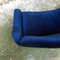 Italian Blue Velvet Comma-Shaped Sofa on Metal Legs, 1950s 7